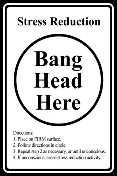 Bang Head Here Stress Reduction Funny Cool Wall Decor Art Print Poster 12x18