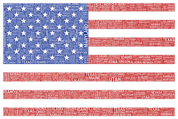 States And Cities Words Usa Flag State Flag Patriotic Posters American Flag Poster Of Flags For Wall Flags Poster Us Cool Wall Art Cool Wall Decor Art Print Poster 24x36