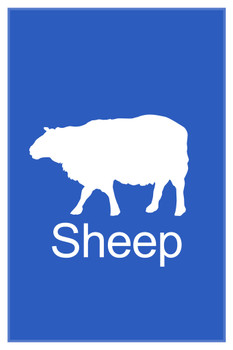 Farm Animals Sheep Silhouettes Classroom Learning Aids Barnyard Farming Blue Cool Wall Art Print Poster 12x18