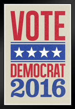 Vote Democrat 2020 Presidential Election Star Banner Cream Black Wood Framed Art Poster 14x20