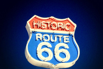 Historic Route 66 Neon Highway Road Sign Vintage Photo Cool Wall Decor Art Print Poster 18x12