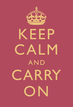 Keep Calm Carry On Motivational Inspirational WWII British Morale Bright Rose Pink Cool Wall Art Print Poster 12x18