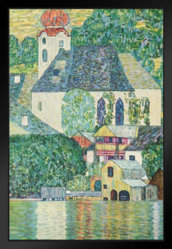 Gustav Klimt Church in Unterach on Lake Attersee Art Nouveau Print and Posters Gustav Klimt Canvas Wall Art Fine Art Nature Landscape Abstract Painting Black Wood Framed Art Poster 14x20