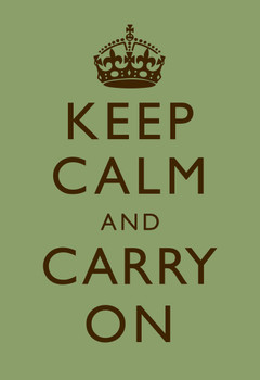 Keep Calm Carry On Motivational Inspirational WWII British Morale Mint Green Brown Cool Wall Art Print Poster 12x18