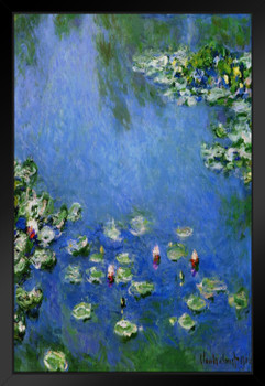 Claude Monet Water Lilies Nympheas 1906 Oil On Canvas French Impressionist Painting Black Wood Framed Poster 14x20