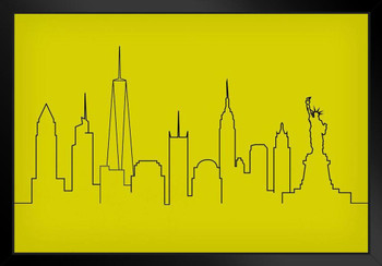 Skyline New York City Yellow Black Wood Framed Poster 14x20