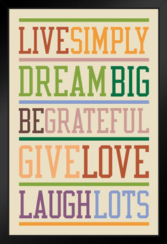 Live Simply Dream Big Cream Multi Black Wood Framed Poster 14x20 Live Simply Dream Big Cream Multi Black Wood Framed Poster 14x20