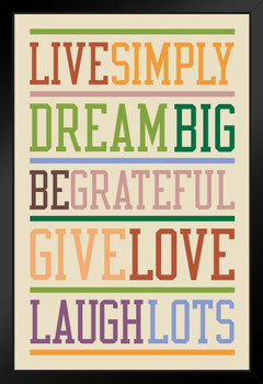 Live Simply Dream Big Cream Multi Black Wood Framed Poster 14x20