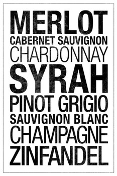 Wines Types White Cool Wall Art Print Poster 24x36