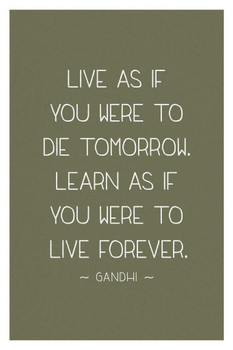 Mahatma Gandhi Live As If You Were Die Tomorrow Learn Live Forever Motivational Tan Cool Wall Art Print Poster 24x36