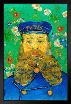 Vincent Van Gogh Portrait Of The Postman Joseph Roulin 1888 Oil On Canvas Painting Black Wood Framed Art Poster 14x20