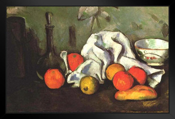 Cezanne Still Life With Fruits Impressionist Posters Paul Cezanne Art Prints Nature Landscape Painting Fruit Wall Art French Artist Wall Decor Table Romantic Art Black Wood Framed Art Poster 20x14