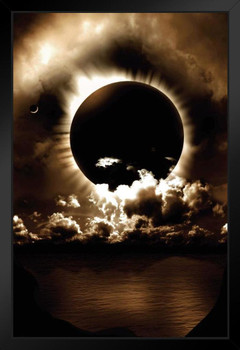 Celestial Alignment Eclipse Black Wood Framed Art Poster 14x20