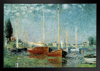 Claude Monet Argenteuil 1875 Impressionist Oil On Canvas Landscape Painting Art Print Black Wood Framed Poster 14x20