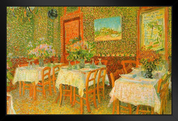 Vincent Van Gogh Interior of a Restaurant Van Gogh Wall Art Impressionist Painting Style Nature Spring Flower Landscape Bouquet Poster Romantic Artwork Black Wood Framed Art Poster 20x14