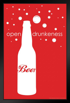 Beer Open Drunkenness Funny Black Wood Framed Poster 14x20