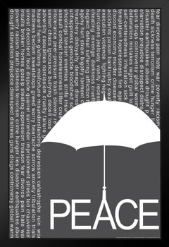 Peace Umbrella Religious Art Black Wood Framed Poster 14x20