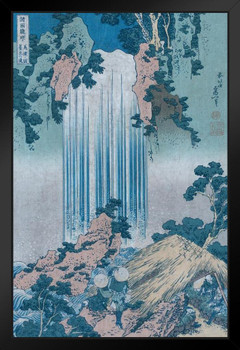 Katsushika Hokusai Yoro Waterfall in Mino Province Katsushika Hokusai Poster Traditional Japanese Art Wall Decor Woodblock Art Nature Asian Art Kanagawa Print Black Wood Framed Art Poster 14x20