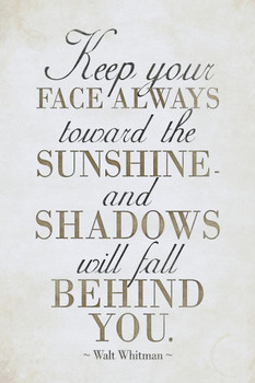 Walt Whitman Keep Your Face Always Toward the Sunshine II White Cool Wall Decor Art Print Poster 24x36