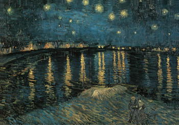 Vincent van Gogh Starry Night Over Rhone Poster 1888 Stars Over Arles France Dutch Post Impressionist Painting Cool Wall Decor Art Print Poster 36x24