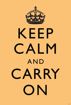 Keep Calm Carry On Motivational Inspirational WWII British Morale Tan Black Cool Wall Art Print Poster 12x18