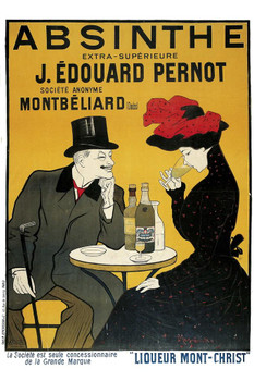 Leonetto Cappiello Absinthe J Edouard Pernot 1902 Vintage Liquor Ad French Spirit Advertising Couple Drinking at Paris Cafe Cool Huge Large Giant Poster Art 36x54