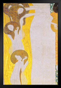 Gustav Klimt Beethoven Frieze The Arts Woman Portrait Art Nouveau Prints and Posters Gustav Klimt Canvas Wall Art Fine Art Wall Decor Women Abstract Painting Black Wood Framed Art Poster 14x20