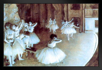 Edgar Degas Rehearsal On Stage Impressionist Art Posters Degas Prints and Posters Dancer Posters for Wall Painting Edgar Degas Canvas Wall Art French Wall Art Black Wood Framed Art Poster 20x14