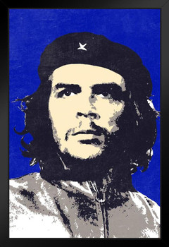 Pop Art Che Guevara Blue Black Wood Framed Art Poster 14x20