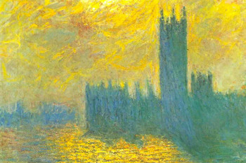 Claude Monet Houses Of Parliament At Sunset 1903 French Impressionist Painter Artist Cool Wall Art Print Poster 24x36