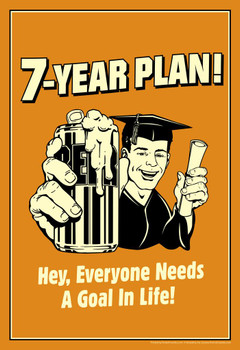 7 Year Plan! Hey Everyone Needs A Goal In Life Retro Humor Cool Wall Decor Art Print Poster 24x36