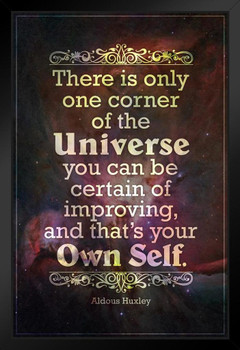 Theres Only One Corner of The Universe You Can Improve Aldous Huxley Motivational Black Wood Framed Art Poster 14x20