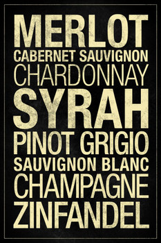 Wines Types Black Cool Huge Large Giant Poster Art 36x54