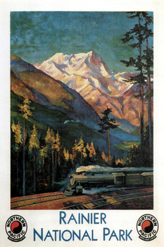 Mount Rainer National Park Retro Travel Art Print Cool Huge Large Giant Poster Art 36x54