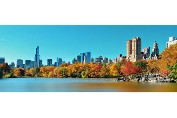 Central Park Lake Autumn Manhattan NY Skyline Photo Cool Huge Large Giant Poster Art 54x36