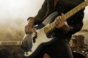 Musician Playing Bass Guitar at Live Event Photo Art Print Cool Huge Large Giant Poster Art 54x36