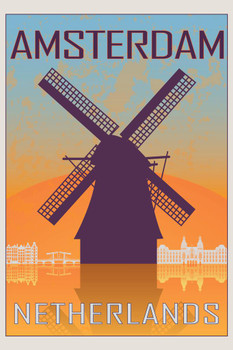 Amsterdam Netherlands Retro Travel Art Cool Huge Large Giant Poster Art 36x54