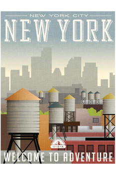 New York City Welcome To Adventure Retro Travel Art Cool Huge Large Giant Poster Art 36x54