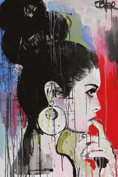 Loui Jover Planets Ink Drawing Girl Black Hair House Paints Canvas Contemporary Art Cool Wall Decor Art Print Poster 24x36