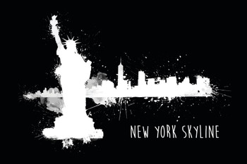 New York City NYC Skyline Statue of Liberty Black and White B&W Art Print Cool Huge Large Giant Poster Art 54x36