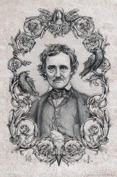 Edgar Allan Poe Drawing by Brigid Ashwood Art Print Cool Huge Large Giant Poster Art 36x54