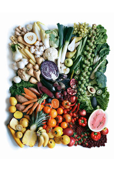 Fruits Vegetables Produce Colorful Healthy Rainbow Photo Cool Huge Large Giant Poster Art 36x54