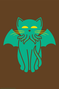 Cthulhu Funny Cat Cthulhu Fantasy Cat Poster Funny Wall Posters Kitten Posters for Wall Funny Cat Poster Inspirational Cat Poster Dark Magic Cool Wall Art Print Poster 12x18