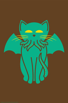 Cthulhu Funny Cat Cthulhu Fantasy Cat Poster Funny Wall Posters Kitten Posters for Wall Funny Cat Poster Inspirational Cat Poster Dark Magic Cool Wall Art Print Poster 24x36