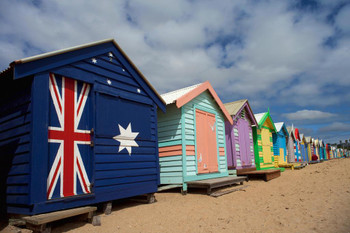 Painted Bathing Boxes in a Row Brighton Beach South Australia Photo Art Print Cool Huge Large Giant Poster Art 54x36