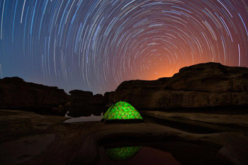 Travelers Tent With the Star Trails on the Rock Photo Art Print Cool Huge Large Giant Poster Art 54x36