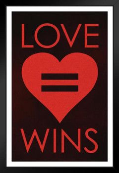 Love Wins Red Black Wood Framed Poster 14x20