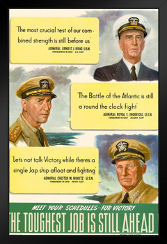WPA War Propaganda Meet Your Schedules For Victory The Toughest Job Is Still Ahead Black Wood Framed Poster 14x20
