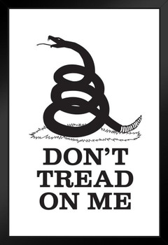 Gadsden Flag Dont Tread On Me Rattlesnake Coiled Ready To Strike White Black Wood Framed Poster 14x20