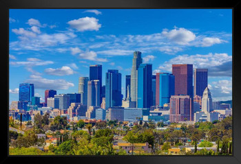 Skyscrapers of Los Angeles California Downtown Skyline Photo Black Wood Framed Art Poster 14x20